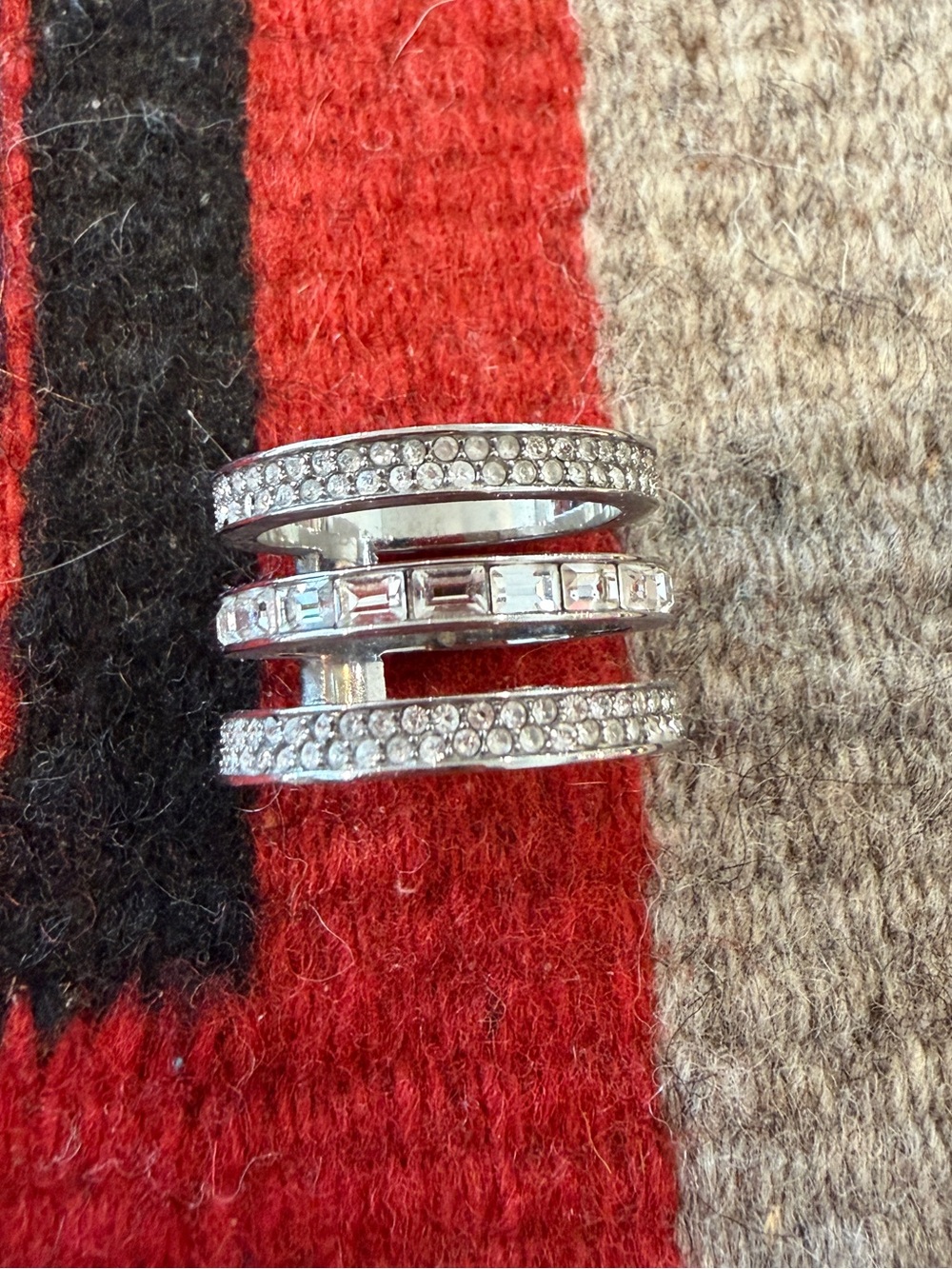 Michael Kors silver triple band diamond ring